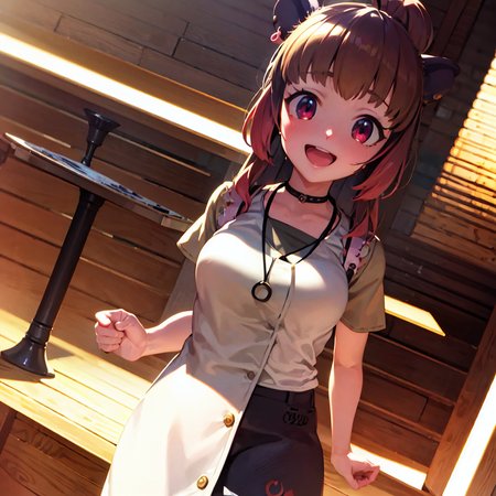 masterpiece, best quality, photorealistic, 3D, shiny_skin, shiny_hair, dynamic angle, beautiful detailed glow, HDR, Rembrandt lighting, colorful refraction, lens flare, bloom, film Reflection, chromatic aberration, light diffusion, public indecency, cowboy shot, deep meaning, physically-based rendering, bright, vibrant, intricate, 1girl,yunohara izumi,<lora:yunohara izumi:1.0>,  :d