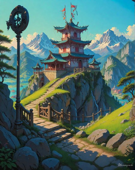 Renaissance style, Baroque, anime artwork Nicholas Roerich (mystic mountains), Rice paddies stepped into hillside, lichen-encrusted fence posts, horizontal windmill blades,common lizard on stone.,
<lora:Wild_Anime_2025:0.7>,
<lora:风格:0.7> style5,
<lora:extremely_detailed:0.7> extremely detailed ,
<lora:aidmaImageUpgraderSDXL-v0.3:0.5> aidmaImageUpgrader,
<lora:add-detail-xl:0.7>,
<lora:HyperdetailedColoredPencilIl:0.3>  ArsMJStyle, Colored pencil hyperdetailed realism, . anime style, key visual, vibrant, studio anime,  highly detailed, Fantasy painting art style, imaginative, dynamic composition, professional-grade execution, creates immersive world and landscape, painterly, epic, magical, dramatic, exuberant, grandeur, baroque art, oil painting art style from Renaissance period, masterful composition, Renaissance mood, renaissance oil painting, brush strokes, Realistic, perspective, light and shadow, religious or mythological themes, highly detailed
