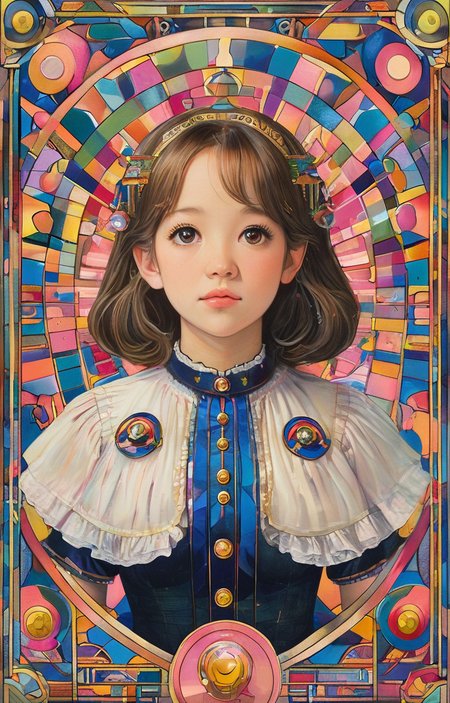 masterpiece,best quality,<lora:tbh147-sdxl:1>,illustration,style of Paul Laffoley portrait of idolmaster cinderella girls,