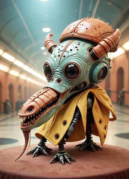 A RAW photograph, of an evil robotic alien. [fine lines, faded freckles] , highly detailed skin, moist lips, [long eyelashes] , [clear separation between lips and teeth] . [subtle expression of joyful excitement] , cinematic flair, (absolute realism) vivid color and contrast. . magnificent, celestial, evil, cinematic, epic, majestic, magical, fantasy photography, cover art, gritty and realistic
 <lora:sss:0.8> <lora:fx-monsters-XL:0.35> <lora:Happy_World:0.6> , subsurface scattering, Photorealistic, Hyperrealistic, analog style, realistic, film photography, soft lighting, heavy shadow
