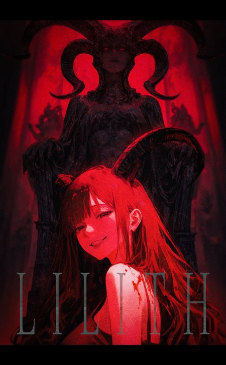 (black theme, red theme, blood theme:1.2), (chiaroscuro:1.2), 
1girl,  (by 
noland, 
:1.2),  painting \(medium\),  cinematic shot, safe,
newest, very awa, masterpiece, highres, detailed, hyper-detailed, year 2024, year 2023,
tall female, narrow waist, demon girl, (goat horns, black horns:1.2), solo, red sundress, indoors, looking at viewer, head tilt, smug, half-closed eyes, yandere, horizontal pupils, portrait, profile, 
devil statue on background, blurry background, depth of field,
<lora:nhl-004:0.5> nhl-004, <lora:nhl-002-nai:0.5> nhl-002, <lora:nhl-001-20:0.5> nhl-001,