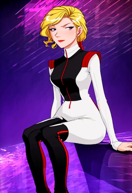score_9, score_8_up, score_7_up,score_6_up, score_5_up, score_4_up , 
large breasts,
1girl, solo,
HolliW, holliw,makeup, blonde hair, bangs, side locks, thick eyebrows, hair between eyes,
 makeup, 
White Dress, White leotard, see-through, white choker, thigh boots, 
breasts apart, sitting, 
bar \(place\), neon lights, light particles, 
annoyed, half-closed eyes, 
dim_lighting, 
<lora:Holli_Would-SDXL (Pony)-v01-000003:0.80>