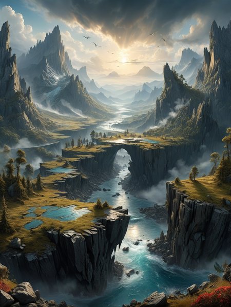 digital art in the style of epic Surreal, abstract, bizarre, A landscape scene depicted in seemingly random fragments, 32k uhd, focus eyes, fearsome appearance, masterpiece, high resolution, HD, 8k, best quality, intricate details, <lora:add-detail-xl:1.8>