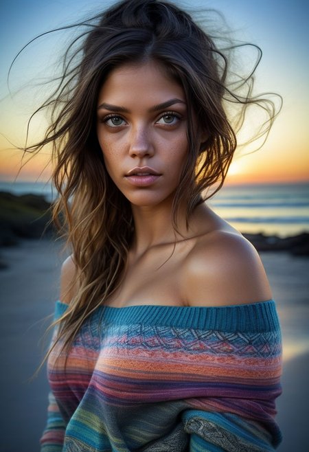 mysterious native woman, a stunningly seductive stare, in off-shoulder sweater, fading backlit background, pastell colours, alluring goddess, by Minjae Lee, Carne Griffiths, Emily Kell, Steve McCurry, Geoffroy Thoorens, Aaron Horkey, Jordan Grimmer, Greg Rutkowski, amazing depth, double exposure, surreal, geometric patterns, intricately detailed, bokeh,  perfect balanced, deep fine borders, artistic photorealism , smooth,  great masterwork by Suiras  <lora:add-detail-xl:2>  <lora:Double_Exposure:0.5>