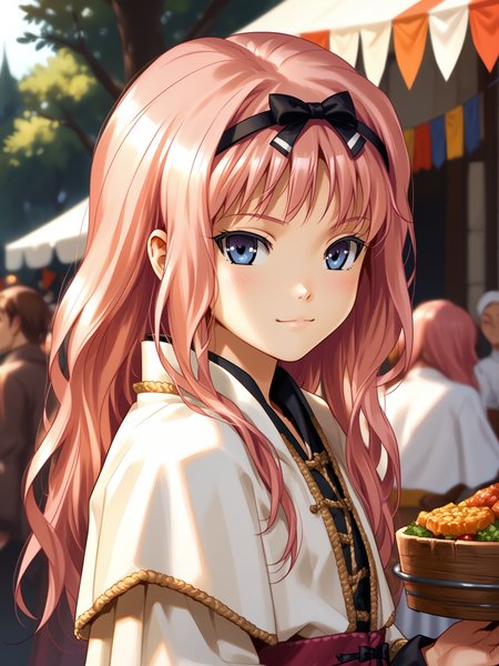 (upper body, solo focus:1.2) <lora:happy_tentacle-cecile-v0.1-000039:0.9>, ht_cecile, pink hair (petite:1.2), <lora:Shed_The_Skin's StS_age_slider_v1_initial_release:-1.25> ( :1.1) ( ( head tilt :0.8) , , ( :1.2) , , looking back :1) , outdoors, vegetation, (overgrown :1.1), spring \(season\) , (dusk :0.6), , (:0.5), , (medieval :0.9), (festival, food stand:1.2), crowd, tree, (traditional clothes:1.2) ( :0.8) score_9, score_8_up, score_7_up, score_6_up, score_5_up, score_4_up, ( [(realistic, photorealistic:1.3):(realistic:1.2):16] [(3d:1.2)::14] :1) <lora:LUUNA's Lunas-NijiJourney-SDXL-B2:0.35>, nijijourney <lora:prgfrg23's Counterfeit-V3.0 Style SDXL_LoRA_Pony Diffusion V6 XL:0.5> <lora:mfcg's mfcgXL:0.12> <lora:reweik's gyokai(himehajime)_PonyXL_style_v01:0.14>