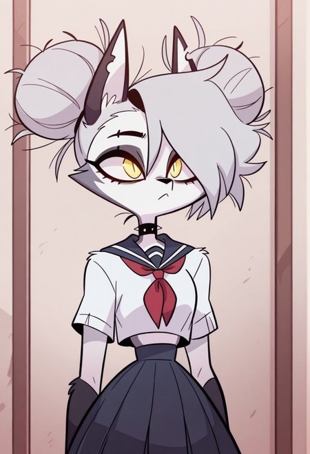 Loona, Anthro
toga_himiko_illust, white hair, hair bun, double bun, bangs, school uniform, yellow eyes, skirt, messy hair
diives
3DMM
MG_ip