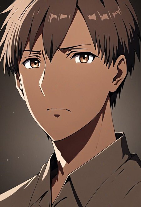 high resolution, solo, best quality, 1Boy, Takaki Toono, Brownish Hair, Brown Eyes, portraits, looking at viewer, focused gaze forward, upper body, head upright, neutral expresion, OverallDetail