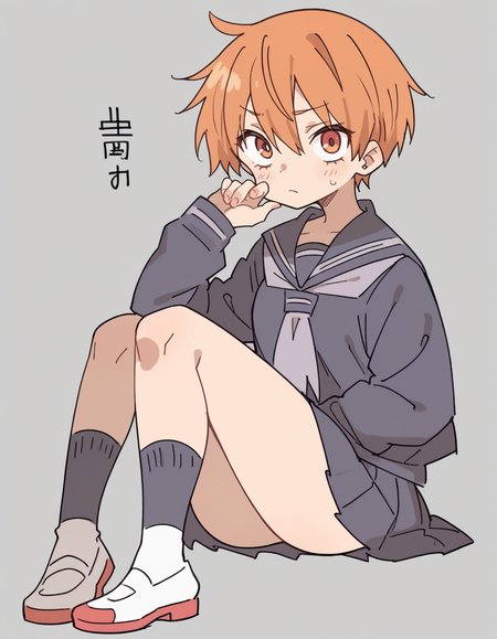zPDXL, score_9, score_8_up, score_7_up, score_6_up, score_5_up, score_4_up, 1girl, solo,
 <lora:Maa:0.8> maa, flat color, serafuku, school uniform, pleated skirt, socks, white footwear, uwabaki, looking at viewer, orange victory rolls,, square,