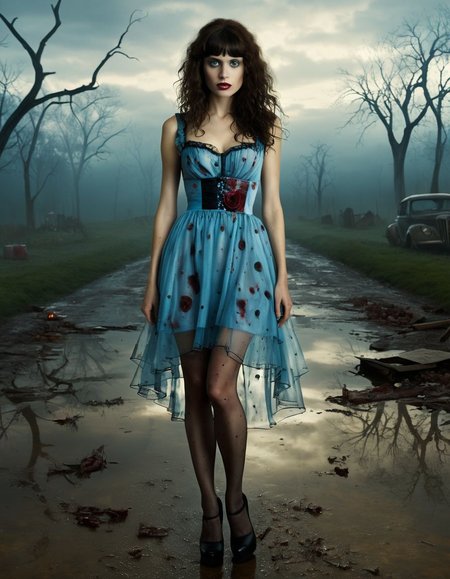 full body, very sexy, Alice in Zombieland, transparent dress, by tim burton , masterpiece, epic, extra detailed background, trending on ArtStation <lora:add-detail-xl:1.2>,  easynegative