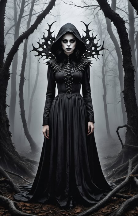Horror-themed create an award-winning photograph of a young woman exploring an original and unconventional theme that captivates and amazes the viewer.  Push boundaries of traditional concepts,infusing the image with creativity and wonder,leaving a lasting impression on those who behold it.,absurdres,intricately detailed,32K, . Eerie, unsettling, dark, spooky, suspenseful, grim, highly detailed