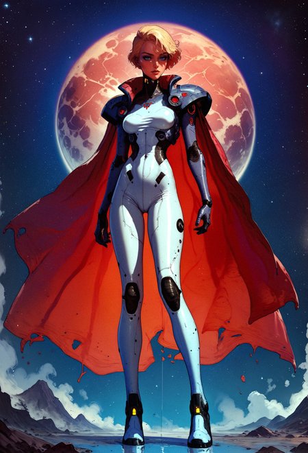 score_9, score_8_up, score_7_up,  woman in a white latex suit, galactic queen, solo, full body, standing, legs, against night sky, galactic throne, star sky, galaxy, Star Trek setting, retrofuturism, blonde hair, (very short hair:1.2), high top cut, red cape  <lora:pony/twilight_style:0.8> concept art <lora:pony/expressiveh:0.8> expressiveh, <lora:pony/kenva:0.7> <lora:sdxl/sinfully_stylish_sdxl>