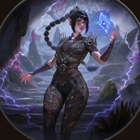 masterpiece, best quality, newest, absurdres, highres, POEAA-V1.1, 1girl, shadowheart \(baldur's gate\), long braid, elf, pointy ears, black hair, braid, side bangs,