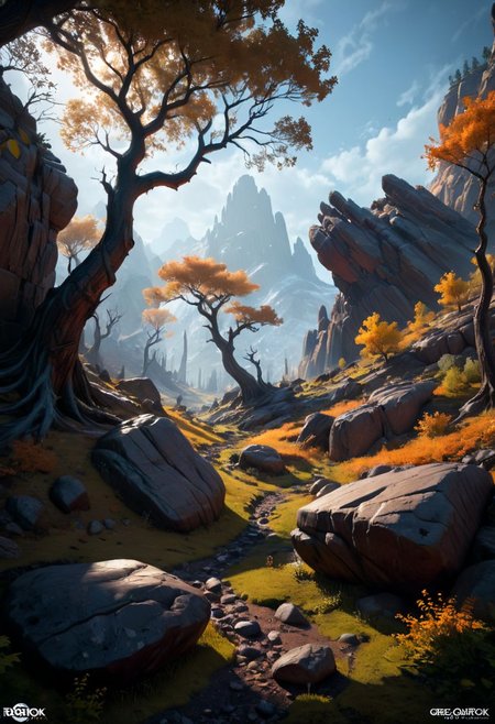 In a dark, distant planet where the landscape is a blend of rugged rocks and organic soil, towering trees emit a mesmerizing glow that illuminates the eerie surroundings. The scene is captured in ultra-high definition, showcasing every intricate detail with sharp focus, as if it were a studio photo. The organic soil beneath the glowing trees teems with life, while the rocky terrain adds a sense of mystery and grandeur to the composition. Each element is meticulously rendered, from the delicate textures of the glowing trees to the rough, weathered surface of the rocks. This masterpiece by Greg Rutkowski is a true work of art, destined to trend on platforms like ArtStation for its unparalleled beauty and creativity.