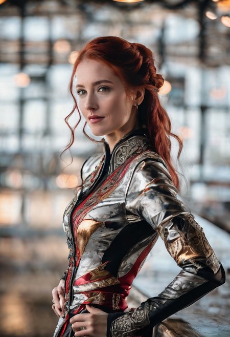 (super-high resolution), (intricate detail), (highest quality), nsfw, brtny woman, white blouse necklace, earrings, bangles, glossy lips, eyeliner, BREAK, professional modelling photography, high quality camera, skim blemishes, smile, red hair<lora:LowRA:0.3>
