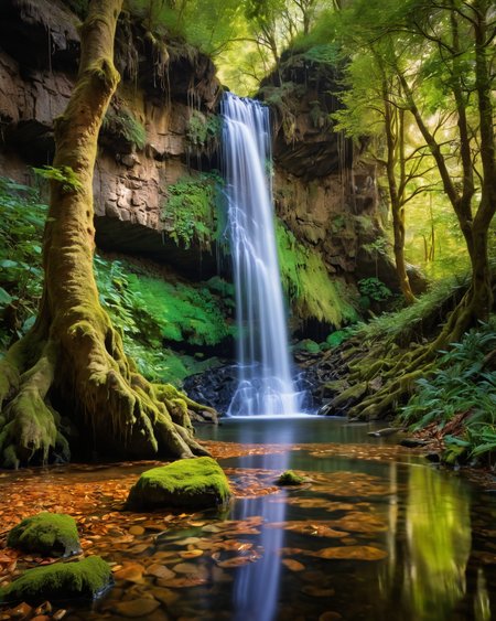 forest, waterfall, water, reflections, transparency, vivid colors, baroque, vivid color, Oz: A land of enchantment, where anything is possible, David Normal,  backlight, <lora:add-detail-xl:1>, <lora:xl_more_art-full_v1:0.8>