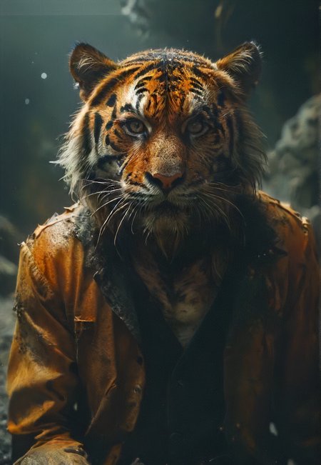 exhausted left alone desperate human scientist , into slimy into animal furred tiger creature,<lora:The_Dark_Side_of_the_Earth:0.4>  <lora:- SDXL - pony_random_stuff_V1.0:0.7> <lora:- SDXL - vntblk_vanta_shapes_V1.0:0.6>
