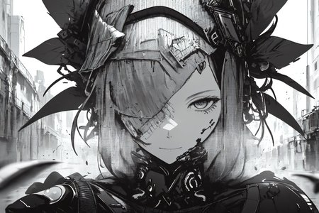 <lora:Blame!:1> heavy black and white, cyborg girl portrait,  OrganicBiomArt, ((monochrome)), smirk512, photorealistic, 185mm f/1. 4 iso 100, cinematic 8k, cinematic hbo, crisp quality and light reflections, bioluminescent details, backlighting, colorgrading, post-processing, vivid color, full hd, 8k ultra high definition
real-time path tracing, Oodle Texture,  mesh skin
(Masterpiece:1.3),, skin pores, textured skin, perfect composition, masterpiece, intricate, concept art, high detail, very complex, extremely detailed, sidelighting, hard light, split shadow, vivid, brilliant, cinematic, dramatic, caustics, 20 megapixel, canon eos r3<lora:epiNoiseoffset_v2:1.0>