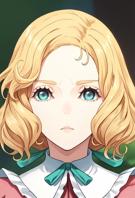 score_9, score_8_up, score_7_up, score_6_up, score_5_up, score_4_up, source_anime, 1girl, solo, 
maria,long blonde hair,aqua ribbon,wavy hair, blue eyes,, mariadress,frills, neck ribbon,capelet,puffy long sleeves, pink pants, 
masterpiece, best quality, very aesthetic, absurdres,