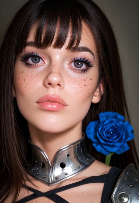 score_9, score_8_up, score_7_up, score_6_up, 1girl, beautiful gorgeous girl with brunette (bangs), feminine face, freckles, scar above left eye, black eyes, makeup, perfect eyes, 
blue flower, painful expression, ripped armour and clothes, dynamic angle, getting fucked by trolls