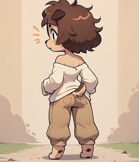 score_9, score_8_up, female, solo, full body, digital art, highly detailed, <lora:CuteMixPDv4:1.0>, back yard, loose clothing, accidental exposure, <lora:mimi:1> mimi, dog girl, beige body, brown hair, furry,