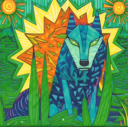 symboliscope wolf in garden<lora:symboliscope:1>