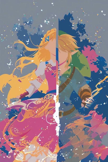 score_9, score_8_up, score_7_up,  source anime, (simple background:1.4), silhouette,  sambanekostyle, BREAK
1girl, adult, standing, princess zelda, smile, BREAK
1boy, adult, standing, link, smile
<lora:Splitscreen_v1_fallen:1>
<lora:SambaNekoStyle_v310:1>