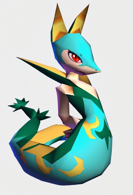 score_9, score_8_up, score_7_up,
source_anime,
BREAK 
soro,serpxl, red eyes, high collar, pokemon \(creature\), full body, snake, serpent,
from side,
arms behind back,kneeling,
n64zeldastyle, 3d, polygonal, white background, 
front view,
