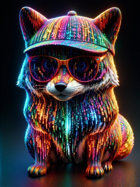 glowing colorful mad-mtrx fox with sunglasses and flatcap<lora:Colorful_Matrix_SDXL:1.2>, (masterpiece:1.2), best quality, (hyperdetailed, highest detailed:1.2), high resolution textures