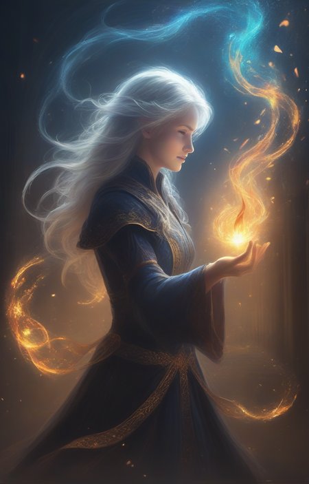 masterpiece,best quality,<lora:tbh64-sdxl:0.6>,illustration,magic,particles,light,flame,lighting,
