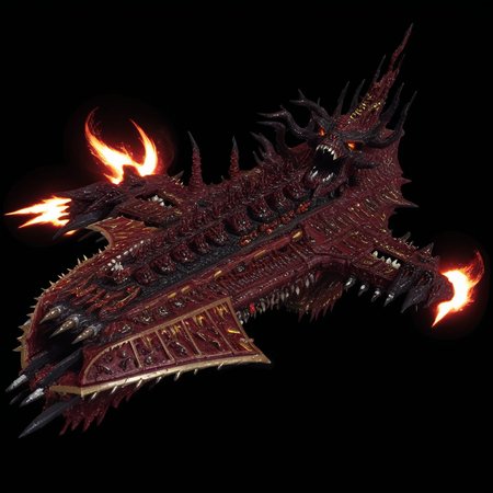<lora:Chaos_Warfleet_-_Warhammer_40000_SDXL:1>chaoswarfleet, crimson battleship,space,warp,demonic presence,demonic face,distortion,lightning,plasma,protuberance,black hole,vortex,nightmare,bones,blood,skulls,fire,cinders,lava,magma,hot,blazing,