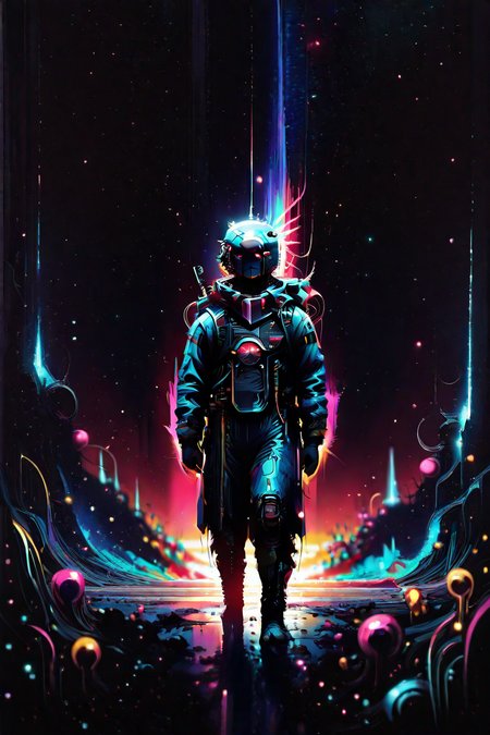 masterpiece, best quality, good quality, very aesthetic, absurdres, newest, 8K, depth of field, focused subject, dynamic angle
,stylized, (demonic invasion:1.05), (no human:1.25), surrealism,
in gold and neon, (space age:1.05), nasa punk, 
girl standing in front of spaceship, athletic body, modern clothing, artbook illustration, biopunk,
light particles, colorful, strange geometry, world shifting, color shift, negative space, arcane and science mixed, spikes, tendrils, no tomorrow  <lora:Vo1d_Sp3ctrum-final-v1:0.45> <lora:ck-Sci-Fi-Concepts-IL-000015:0.45> <lora:ck-70s-scifi-IL-000013:0.55> <lora:ck-nc-cyberpunk-IL-000011:0.65> <lora:rdtdrp:1> <lora:ck-neon-retrowave-IL-000012:0.55> <lora:horror_114558v4df2fsdf5:1>