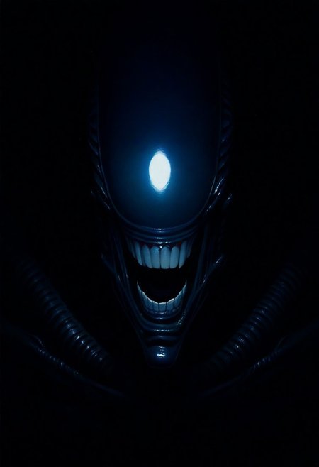 Xenomorph, solo, dark, light, the light illuminates part of the face, masterpiece, best quality, very aesthetic, close up, 
horror, hyperrealistic, DnD_Grainyboyz, grainy, noise,