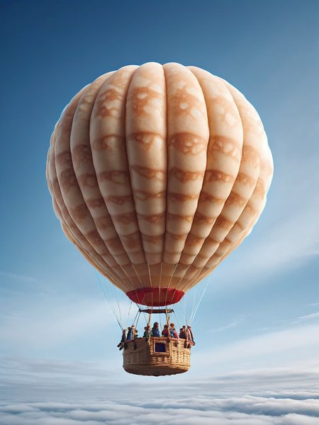 An ais-pncks hot air balloon floating gracefully against a fluffy ais-pncks sky <lora:ais-pncks-sdxl:1>