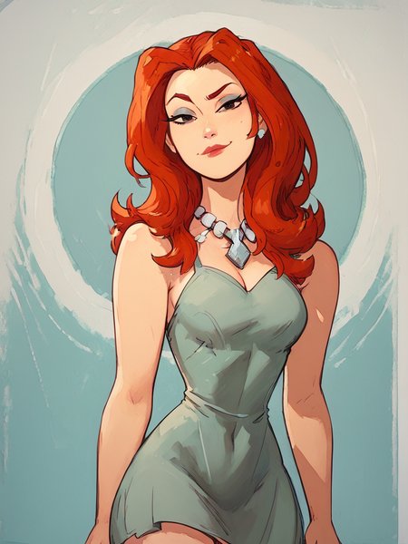 easynegative, zPDXL ,1girl, solo, cowboy shot, looking at the viewer, flirty, smug
<lora:Sheera_Mightor_Pony:1> sheera, red hair, long hair,  lipstick, makeup, black eyes, dress, necklace
<lora:bp4rtXLP:.55> <lora:Expressive_H:.65>expressiveh <lora:Raichiyo_Style_v2:.65>raichiyo33âââ