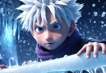 Snowman, Ice Frost, Ice Water Facial, Disney, Satoru Gojo, Killua Zoldyck and Near, fantasy, dream 12k, ultra hd, post-production, maximum detail, best image quality