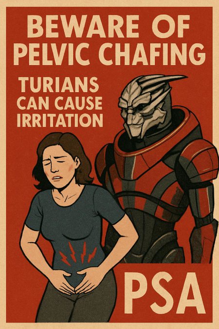 Mass Effect PSA on the dangers of turian caused pelvic chafing 