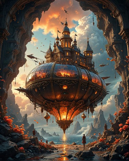 Airships from stained glass shards, Shuten Dōji, living coral laboratory with,
 plasma-tube filaments, Rococo bronze arabesques, organic-membrane pathways in, underground-lava caverns, Elemental Fusion lava/ice hybrids style, honeyed light refracting through twilight clouds,
<lora:tbh124-sdxl:0.15> style of Jean-Antoine Watteau,
<lora:tbh129-sdxl:0.15> style of Michael Cheval,
<lora:Sinozick:0.15>,
<lora:add-detail-xl:0.7>,
<lora:aidmaMJ6.1_v0.5_2:0.3> aidmamj6.1,
<lora:Flux-XL_Scenery:0.15> flux-scenery,
<lora:Flux-style-xl-lora:0.15> flux-style,
8K resolution, ultra-detailed cinematic composition, contemporary concept art style, volumetric magical atmosphere with ethereal glow, rich complementary color palette, vivid gradients and chiaroscuro contrast, dynamic perspective with layered depth of field, inspiring awe-inspiring mood, Unreal Engine 5 render quality, intricate textures, flawless anatomy, rule of thirds composition, luminous highlights, surreal ambiance, award-winning illustration, harmonious balance of light and shadow, photorealistic details, ArtStation trending, chromatic accents, nostalgic futurism, dreamlike serenity, bold creativity, professional finish, sharp focus, ambient background, fascinating dynamic motion,, Baroque art style, dynamic composition, dramatic lighting, rich colors, intricate details, professional-grade execution, captures the grandeur and theatricality of the Baroque period