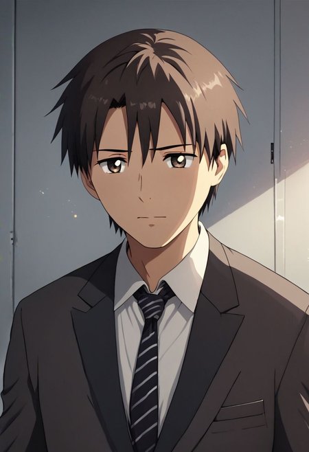 high resolution, solo, best quality, 1Boy, Takaki Toono, Brownish Hair, Brown Eyes, suit, worklife, workspace, OverallDetail