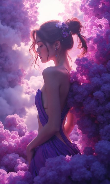 masterpiece, hyper realism, a high-resolution photograph, golden ratio, dutch angle, dynamic pose, side view, Artificial Amethyst