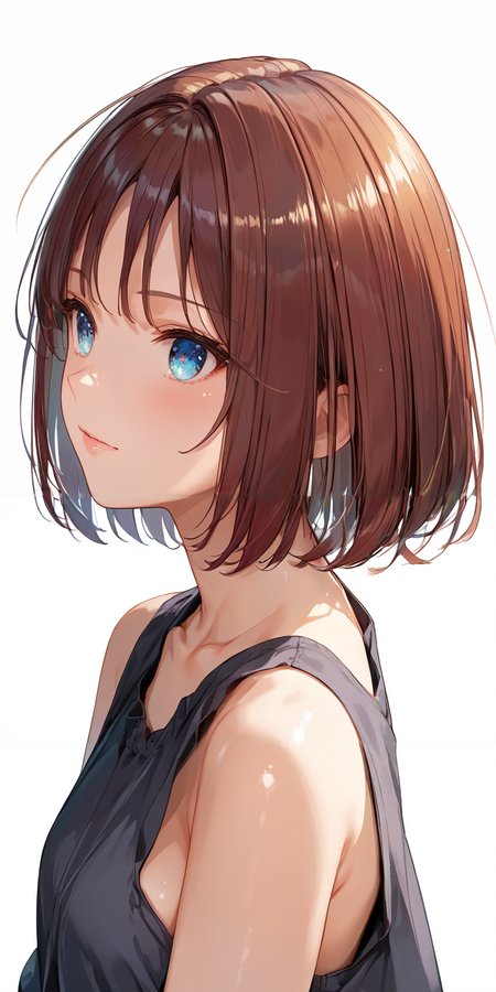 score_9, score_8_up, score_7_up,source_anime, high res image,masterpiece,best quality,girl,cute face,clear skin,shiny hair,ultra detailed eyes,simple background <lora:medium bob hair_pony_V1.1:1> medium bob hair,from behind