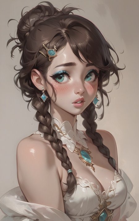 score_9, score_8_up, score_7_up, 1girl, aqua eyes, pale skin, puffy lips, makeup, eye contact, hairclip, brown hair, medium hair, twin braids, braid sidelocks, braid, hair up, parted lips, blush,  <lora:easynegative:1> <lora:Expressive_H:1> <lora:Concept Art Eclipse Style LoRA_Pony XL v6:1> <lora:ph1lt0m4t0XLP:0.4> ph1lt0m4t0 <lora:OldAnimeStyle_XL_v3:0.4> <lora:princess_xl_v2:0.3>