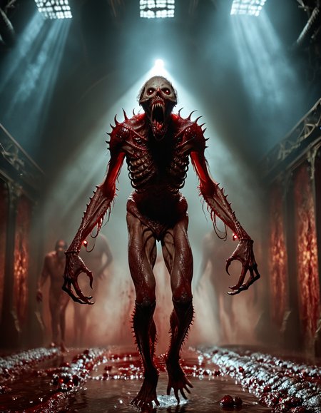 monsterlora, horror (theme), 1monster, teeth, many eyes, humanoid, arms, legs, portrait, walking, blood,cinematiclora,Cinematic Lighting, Dramatic lighting, high contrast, detailed shadows, high-resolution, emotional, harmonious, vignette, highly detailed, high budget, bokeh, cinemascope, moody, epic, gorgeous, film grain, grainy, monsterlora, horror (theme), 1monster, teeth, many eyes, humanoid, arms, legs, portrait, walking, blood, background very detailed, deep focus, beautiful, epic cinematic, dynamic light, illuminated, elaborate, highly intricate, true magic, silent, quiet, color, colorful, surreal, symmetry, full, artistic, pure, fair, open