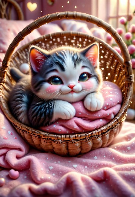 score_9, score_8_up, score_7_up, score_6_up, best quality, realistic, photorealistic, skin pores, skin imperfections,
((((A playful kitten gently nudging a sleeping kitten with its paw, a playful expression on its face.))) cuteness, friendship, high-quality imagery, intricate details, vibrant color palette, emotion-driven composition, ((background: a cozy basket)),
Photorealistic, Hyperrealistic, Hyperdetailed, analog style, soft lighting, subsurface scattering, realistic, heavy shadow, masterpiece, best quality, ultra realistic, 8k, golden ratio, Intricate, High Detail, film photography, soft focus, mad-shingles, detailed eyes, perfect eyes,, freckles, perfect skin texture, photorealistic eyes, pinkchibivalentine