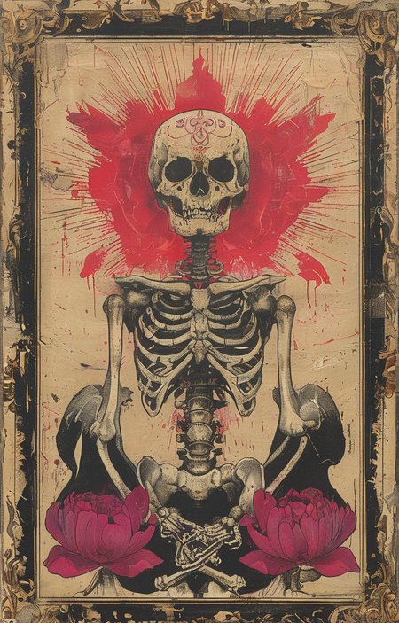 masterpiece,best quality,<lora:tbh238-sdxl:0.9>,illustration,style of Ravi Zupa, decaying peonies