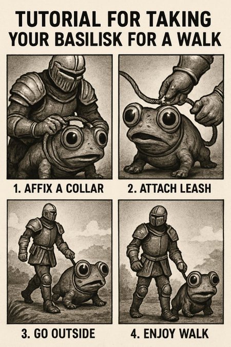 Tutorial for taking your Basilisk (Dark Souls) for a walk