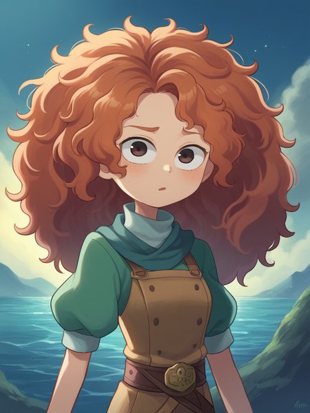 score_9, score_8_up, score_7_up, source_anime, BREAK
1girl, solo,  <lora:Miwako:1> Merida \(Brave\), red hair, messy hair,