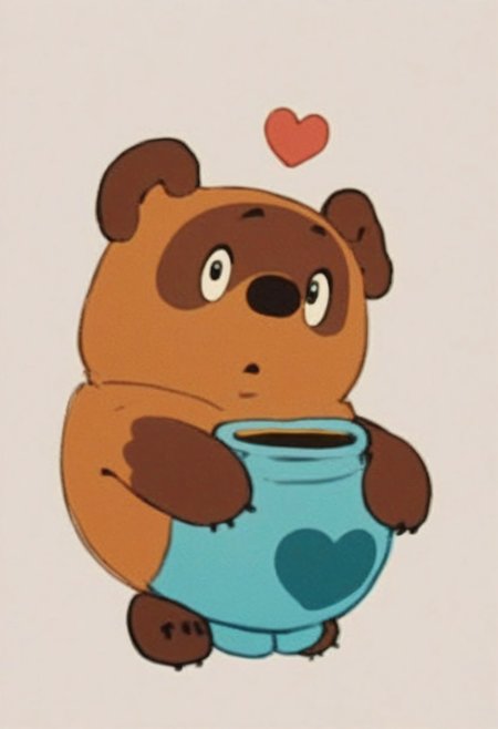 score_9, score_8_up, score_7_up, zPDXL3, winniepoohfromussr, no humans, bear, furry,  honey pot in hands with heart label
