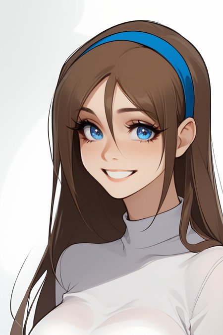 expressiveh <lora:Expressive_H:0.8>, score_9, score_8_up, score_7_up, beautiful aesthetic, very intricate, high quality details, source_cartoon, BREAK
1girl, solo, erika_jago <lora:Erika_-_Jagodibuja:0.9>, brown hair, long hair, blue hairband <lora:Perfect Hands:1>, smile