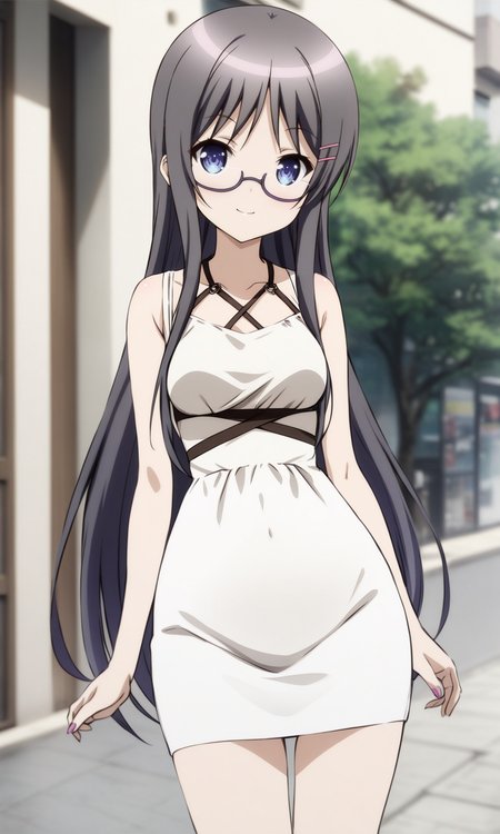 masterpiece, best quality, BREAK
solo, endourino, medium breasts, narrow waist, wide hips, 
casual, white dress, 
looking at viewer, light smile, standing, 
outdoors, 
<lora:EndouRino_XL:1>