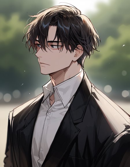 score_9, score_8_up, score_7_up, source_anime, solo, upper body,  blurred background, 1boy, short hair, black hair, remsrar, eyes contact, <lora:remsrar:0.8>